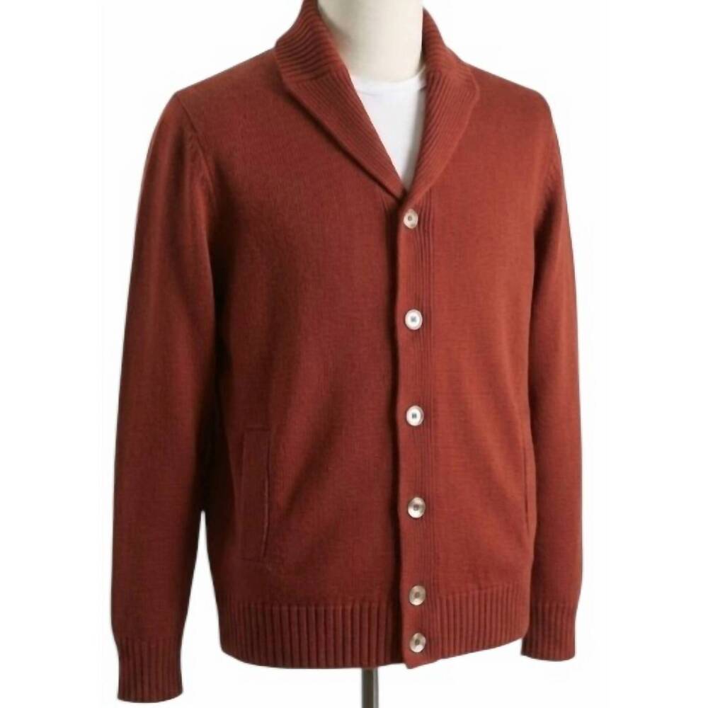 NEW GRAN SASSO men's long sleeve knit jacket in brick